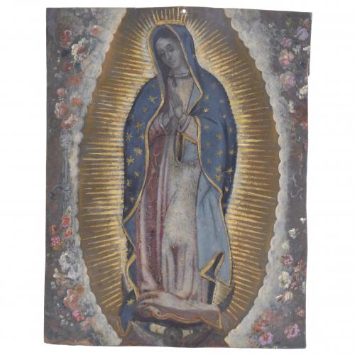 ESCUELA MEXICANA, SIGLO XVIII. "VIRGEN DE GUADALUPE".