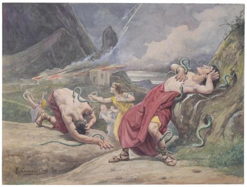 860-LLEÒ COMELERAN  (1830-?). Ilustración escena bíblica, 1890.