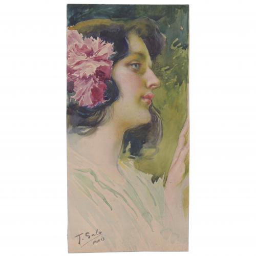 931-TOMÁS SALA GABRIEL (1857-1952).  "RETRATO FEMENINO MODERNISTA", París.