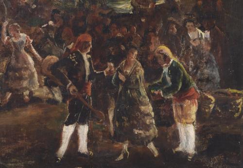 20TH CENTURY SPANISH SCHOOL. "MAJOS SCENE".