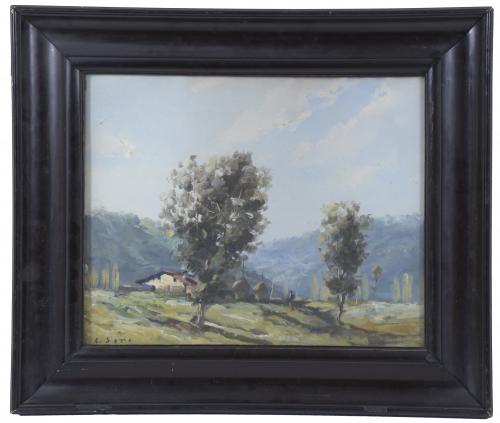 RAFAEL FERNÁNDEZ DE SOTO (1915-1984). "PAISAJE OLOT", 1946.