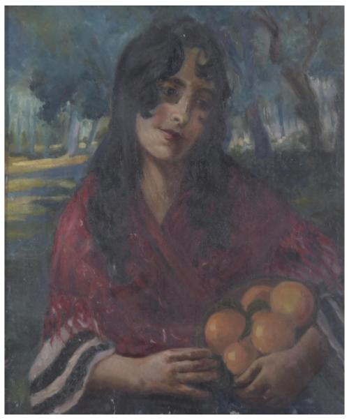 20TH CENTURY SPANISH SCHOOL. "GIRL WITH ORANGES".