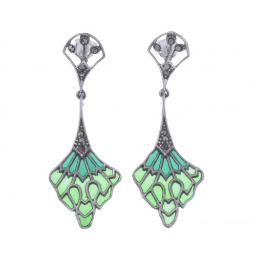 ART NOUVEAU STYLE EARRINGS.