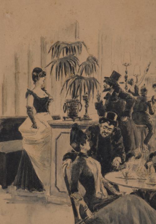 MARIANO OBIOLS DELGADO (c.1860-1911) "UN BAR AMERICAIN", Pa