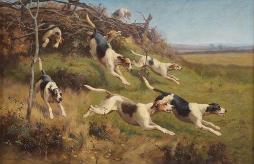 686-ALFRED DUKE (1836-1915).  "PERROS DE CAZA", 1892.