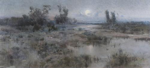 705-ELISEU MEIFRÉN ROIG (1859-1940). "PAISAJE NOCTURNO".