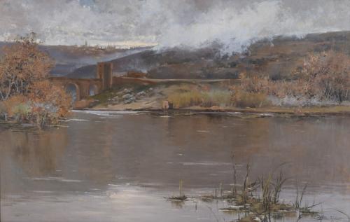 789-CARLOS MOREU GISBERT (1881-1936).  "PAISAJE FLUVIAL", 1905.