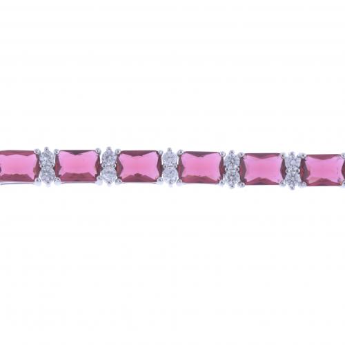 RIVIÈRE BRACELET WITH RHINESTONES AND ZIRCONS.