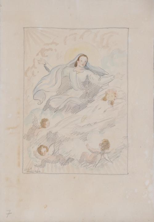 LOLA ANGLADA (1892-1984).  "VIRGEN Y ANGELITOS".