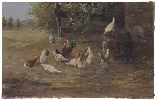 721-ESCUELA EUROPEA, SIGO XX. "GALLINAS Y GALLO", 1910.