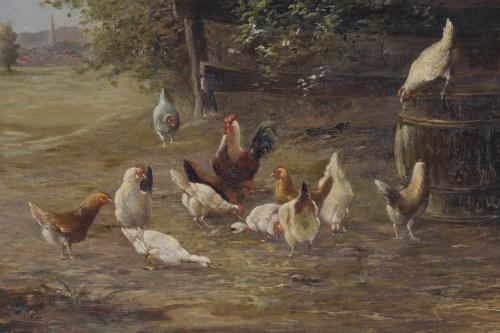 ESCUELA EUROPEA, SIGO XX. "GALLINAS Y GALLO", 1910.