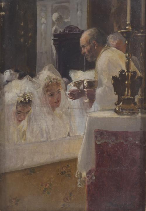 JOSÉ MONGRELL (1870-1937). "LA COMUNIÓN".