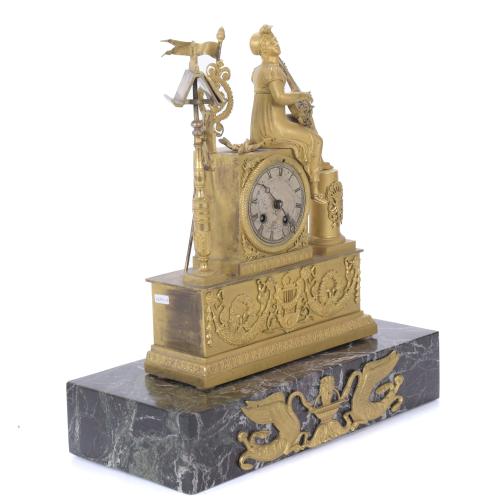 EMPIRE TABLE CLOCK WITH ALLEGORY OF MUSIC, S. XIX.