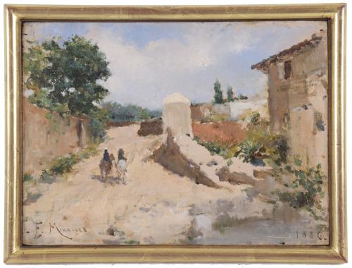 FRANCISCO MIRALLES Y GALUP (1848-1901). "PAISAJE CON FIGURA