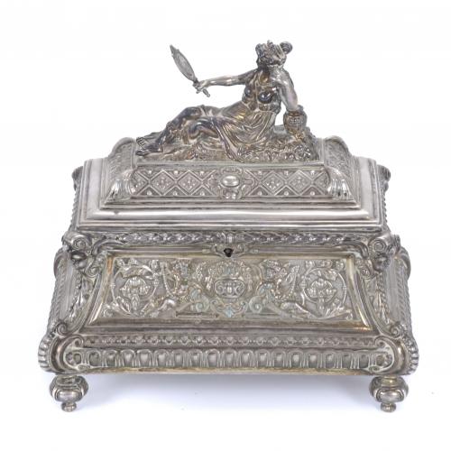 CAJA DE ÉPOCA NAPOLEÓN III EN PLATA.