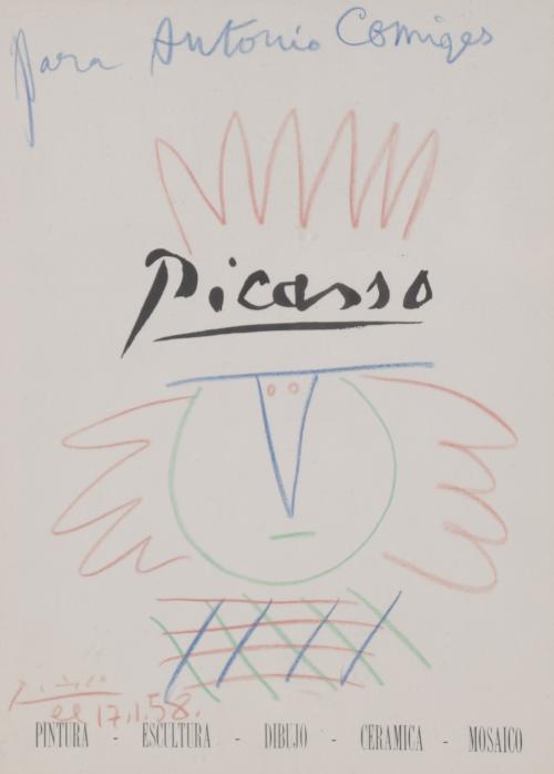 PABLO PICASSO (1881-1973). DIBUJO Y DEDICATORIA EN PÁGINA D