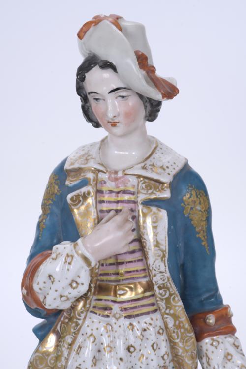 Pareja de figuras en porcelana Napoleón III, siglo XIX. 