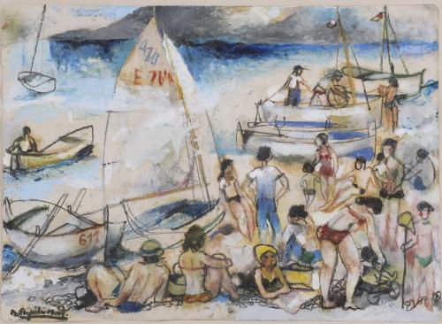 RAMÓN AGUILAR MORÉ (1924-2015). "FIGURAS EN LA PLAYA".