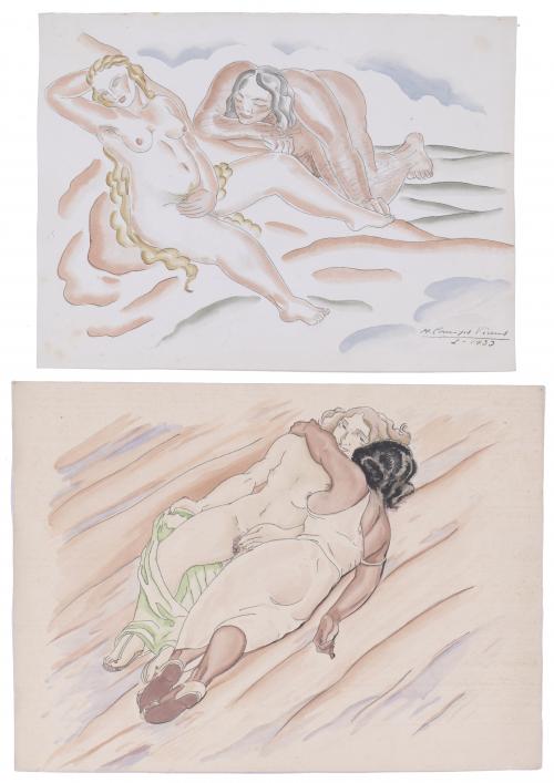 MANUEL CAMPS-VICENS (1906-1986).   PAREJA DE DIBUJOS ERÓTICOS .