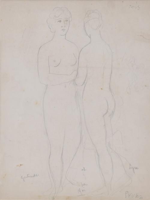 PERE PRUNA OCERANS (1904-1977). "GERTRUDE ET LYSE", modelos del artista en París. Circa 1920-30.