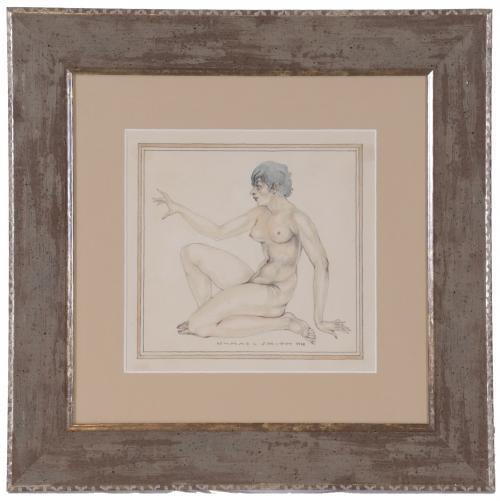 ISMAEL SMITH (1886-1972). "DESNUDO JOVEN DE PERFIL", 1928.