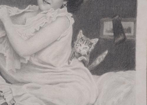 JOAN CABRINETY GUITERES (1865-1917). "MUJER Y GATO", 1903.