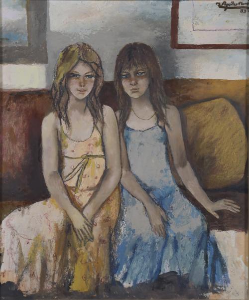 RAMÓN AGUILAR MORÉ (1924-2015). "NIÑAS SENTADAS", 1983.