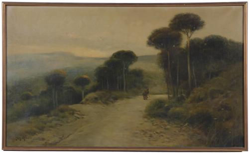 TOMAS SANS CORBELLA (1869-1911).  "PAISAJE CON CAMINO".