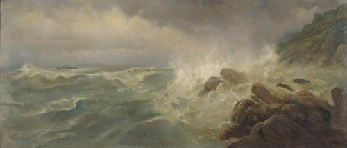 RICARDO MARTÍ AGUILÓ (1868-1936). "RAGING SEA".