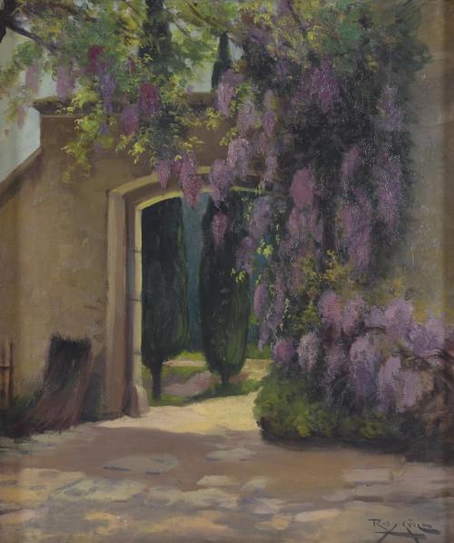 ANTONI ROS I GUELL (1873-1954) "ENTRADA CON LILAS".