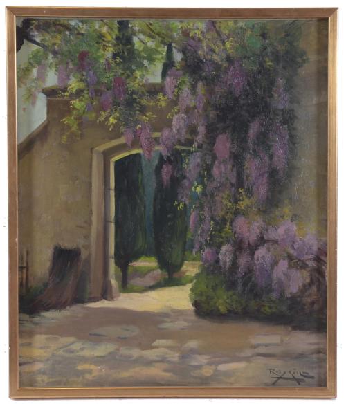 ANTONI ROS I GUELL (1873-1954) "ENTRADA CON LILAS".