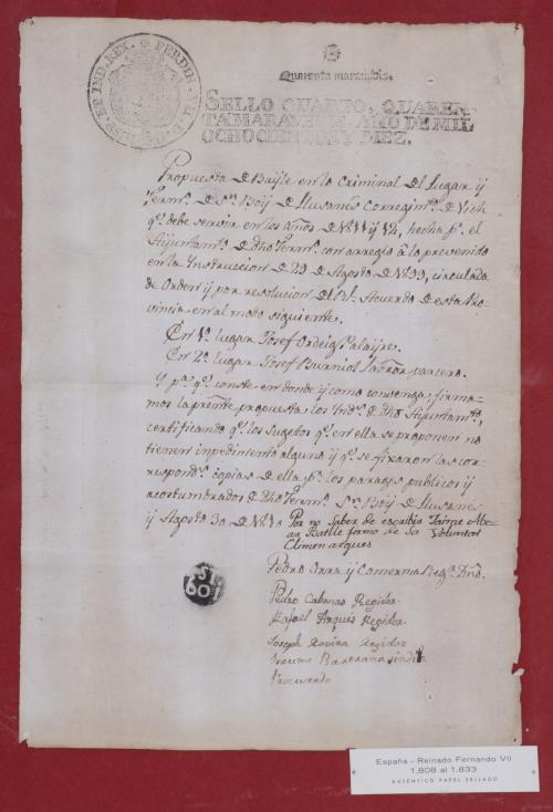 DOCUMENTO NOTARIAL CON SELLO DE FERNANDO VII, 1810.