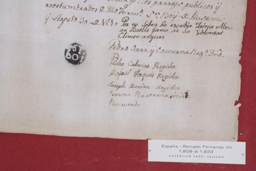 DOCUMENTO NOTARIAL CON SELLO DE FERNANDO VII, 1810.