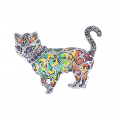 CAT-SHAPED BROOCH.