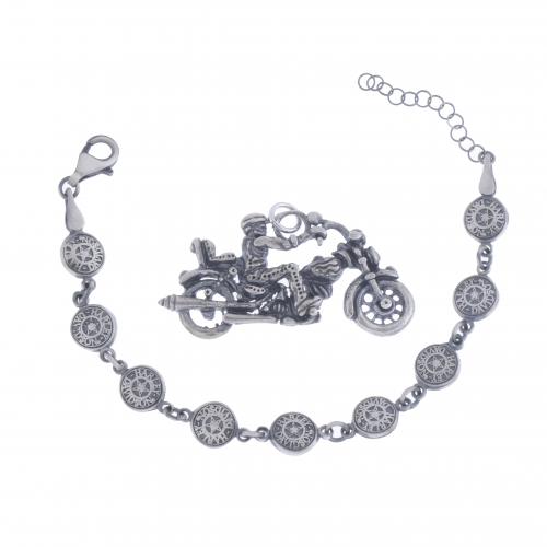 HARLEY DAVIDSON PENDANT AND BRACELET.