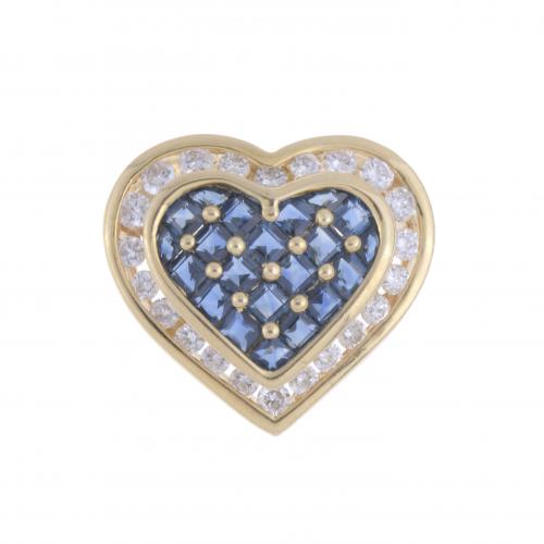 DIAMONDS AND SAPPHIRES HEART PENDANT.