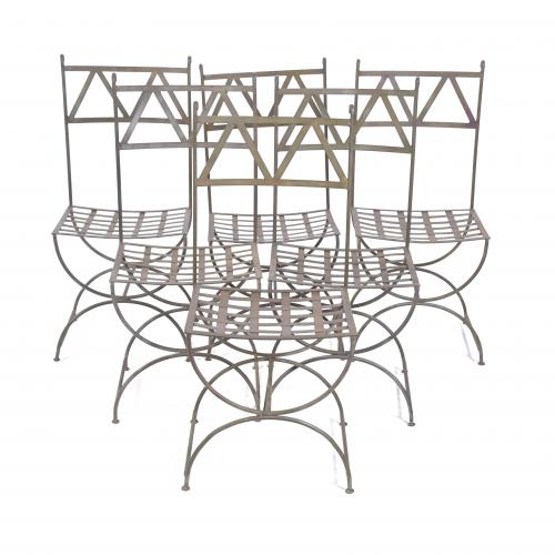 520-SEIS SILLAS EN METAL PARA JARDÍN SIGLO XX.