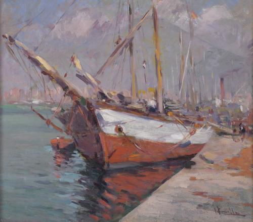 736-JOAQUIM TERRUELLA MATILLA (1891-1957). "BARCO EN EL PUERTO".