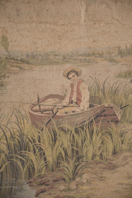 TAPESTRY WITH COUNTRY SCENE, FIRST HALF 20TH CENTURY.