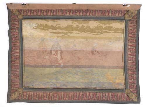 TAPESTRY WITH COUNTRY SCENE, FIRST HALF 20TH CENTURY.