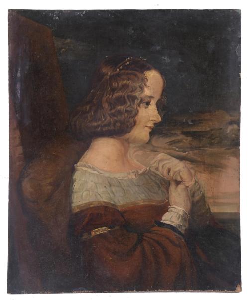 20TH CENTURY SPANISH SCHOOL. "PORTRAIT OF A LADY IN PROFILE