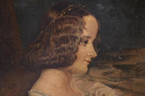 20TH CENTURY SPANISH SCHOOL. "PORTRAIT OF A LADY IN PROFILE