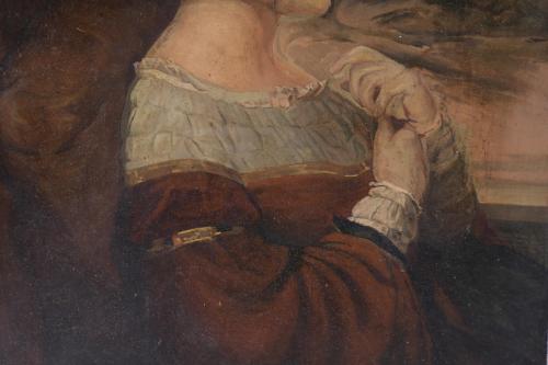 20TH CENTURY SPANISH SCHOOL. "PORTRAIT OF A LADY IN PROFILE