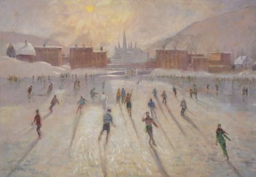  FRANCISCO PLANAS DORIA (1879-1955).  "PATINANDO EN DAVOS, SUIZA"