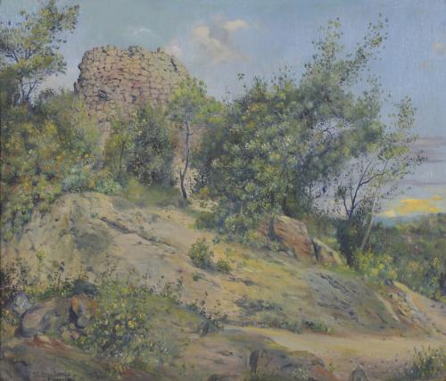 UBALDO IZQUIERDO CARVAJAL (1896-1960).  "PAISAJE CON RUINA".