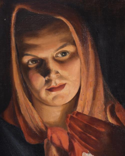 ESCUELA ESPAÑOLA, SIGLO XX. "JOVEN CON ESPELMA", 1951.