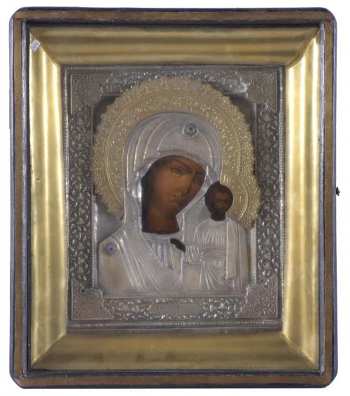 RUSSIAN ICON, 19TH CENTURY. "MADONNA WITH CHILD".