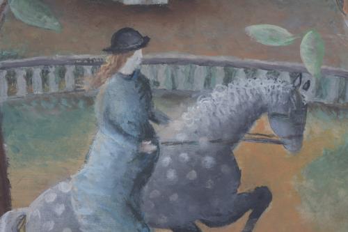 OLGA SACHAROFF (1889-1967) "GIRL WITH A HAT ON HORSEBACK".