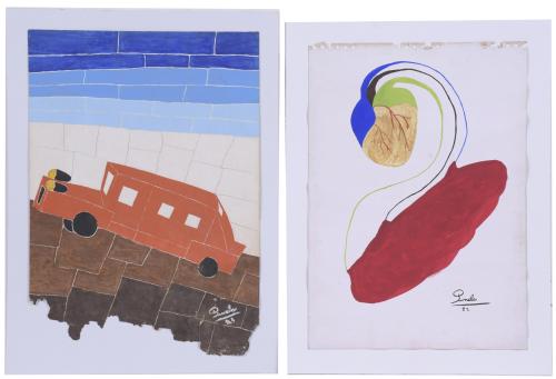 CARLOS PINELA (1949-1991).  Pair of works "CAR" and "HEART". 1983-1982 respectively.