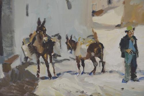 RAFAEL GRIERA (1934-2018).  "MEN WITH DONKEYS".